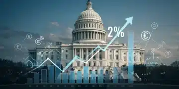 Financial chart showing a 2% interest rate increase impacting US economic sectors