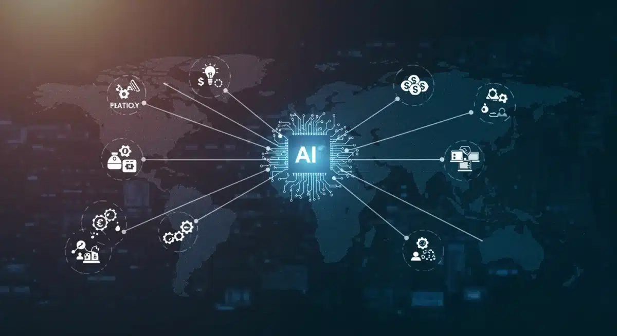 Infographic showing AI integration across various US industries