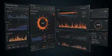 Futuristic dashboard showing AI-driven US sales forecasts for 2025 with high accuracy.