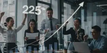 Team celebrating 25 percent B2B sales growth in a modern office