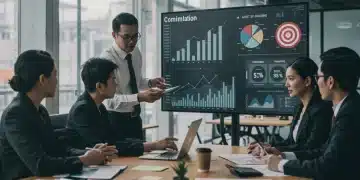 Business team analyzing inflation impact on sales data