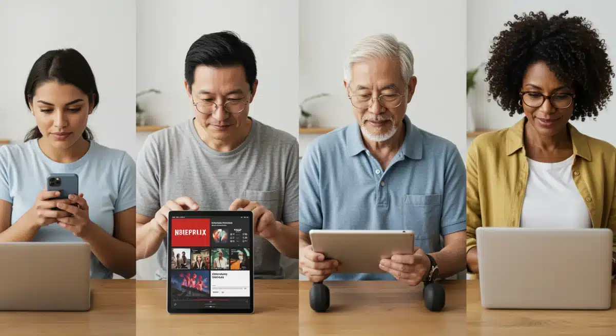 US consumers engaging with different subscription services on phones and tablets.