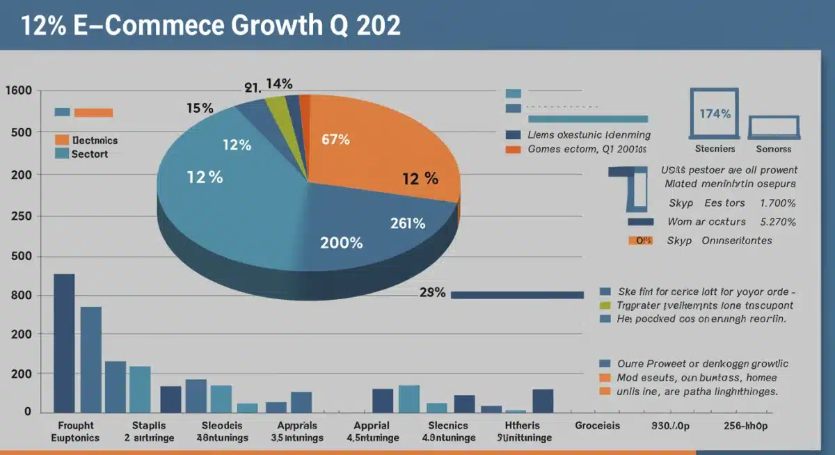 Infographic detailing Q1 2025 e-commerce growth across various US sectors.