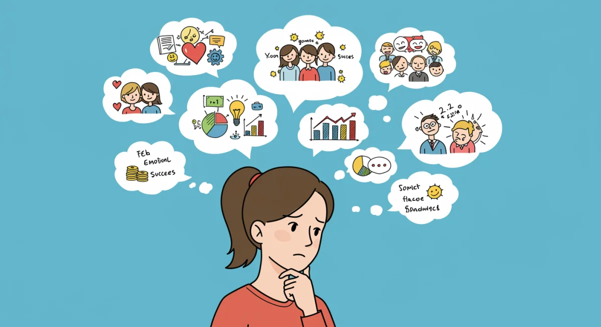 Illustrative graphic of a consumer making a decision, balancing emotional appeal with perceived product value.