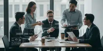 Sales team collaborating on ethical strategies, building customer trust