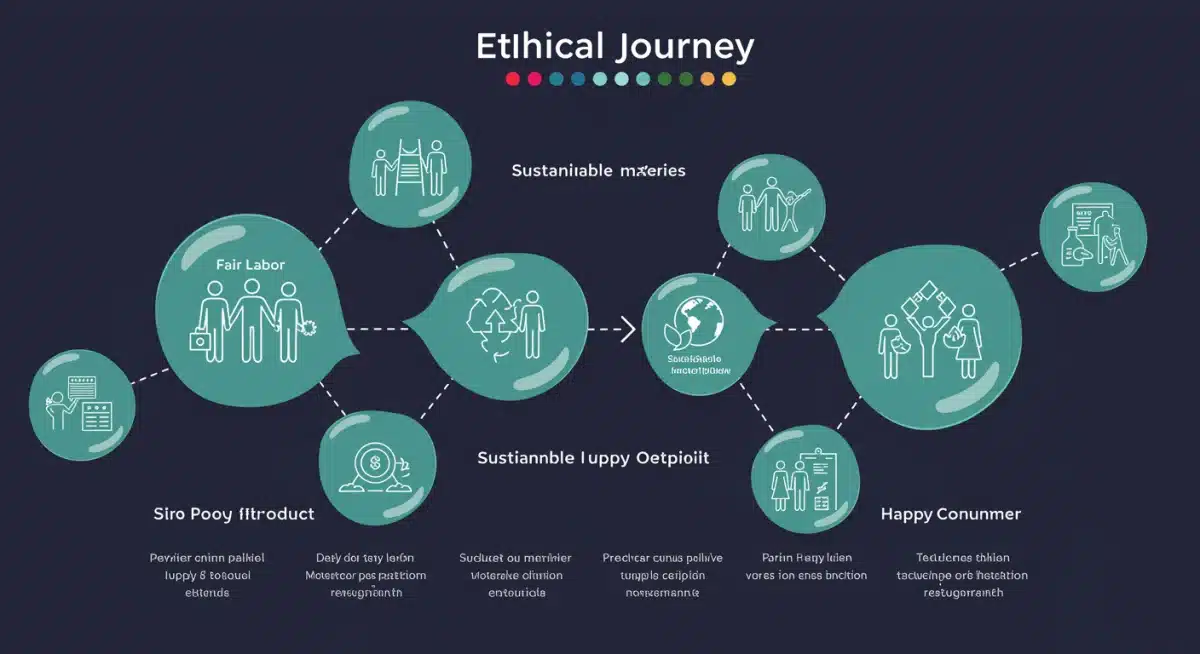 Infographic detailing the transparent and ethical supply chain journey of a product from source to consumer.