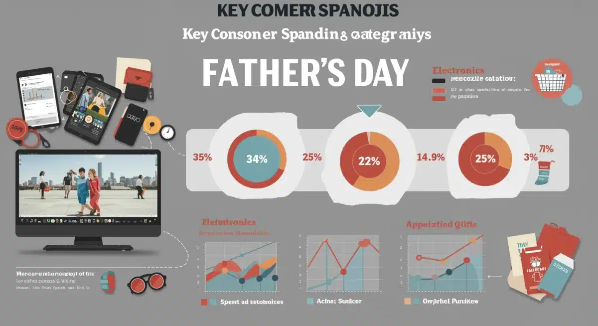 Infographic detailing Father's Day consumer spending categories and trends.
