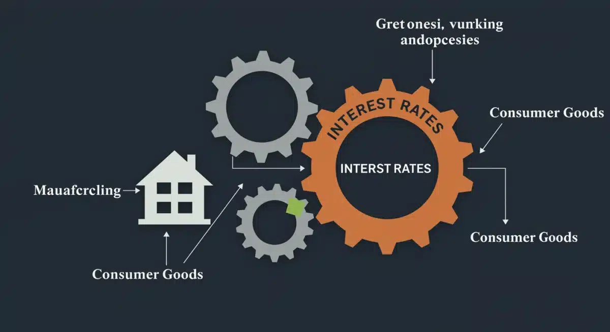 Interconnected gears symbolizing the influence of interest rates on US economic sectors