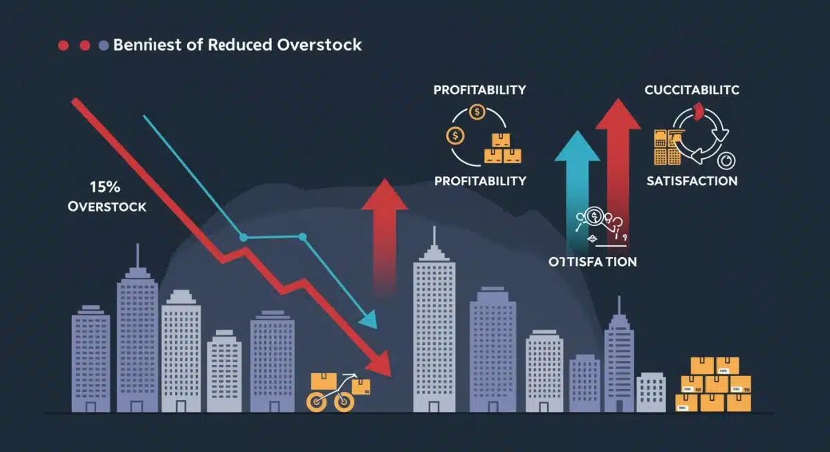Infographic showing overstock reduction leading to increased profitability and customer satisfaction for US businesses.