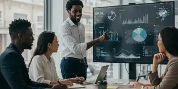 Sales team collaborating with advanced CRM and AI tools for improved productivity