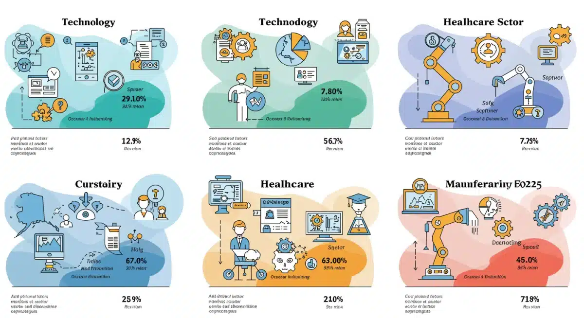 Infographic showing sector-specific job growth projections for the US labor market in 2025.