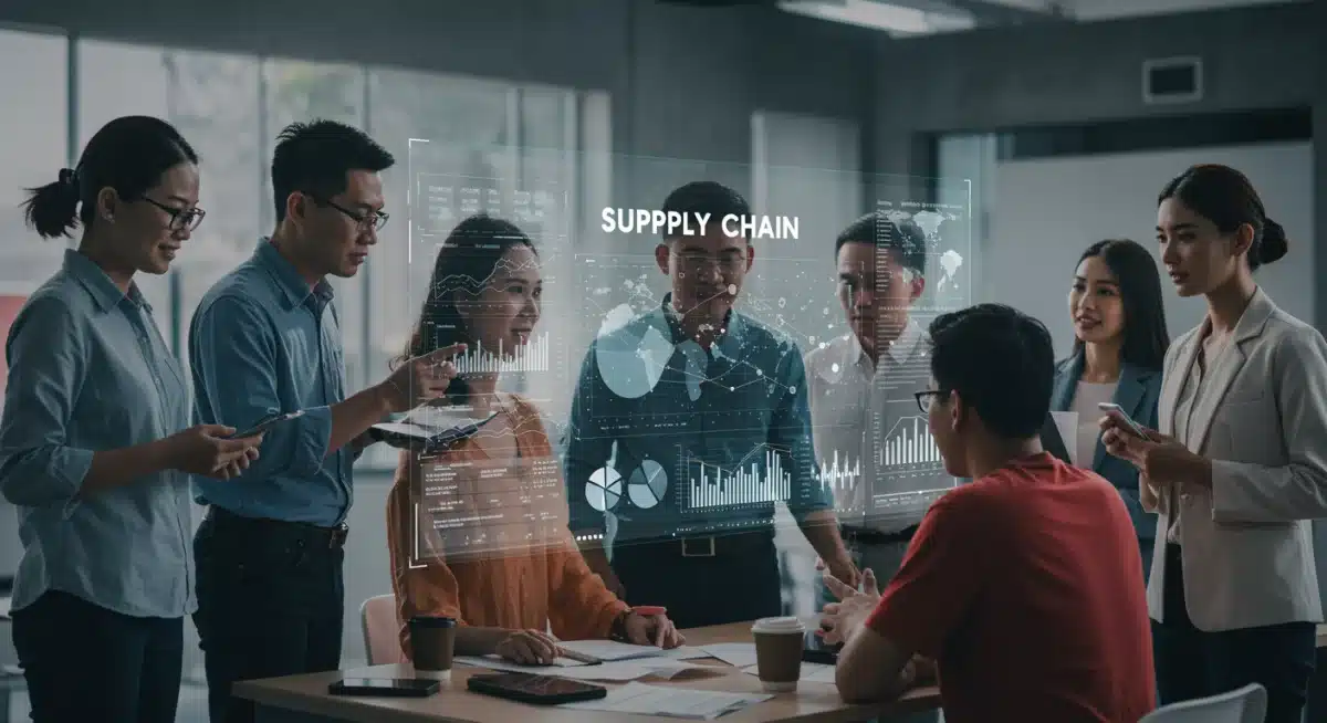 Team collaborating on digital supply chain resilience dashboard