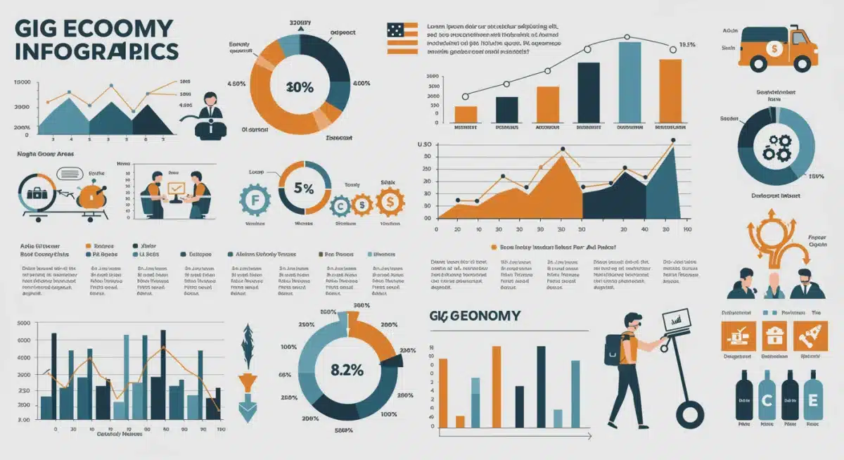 Infographic detailing US gig economy growth and statistics for 2025