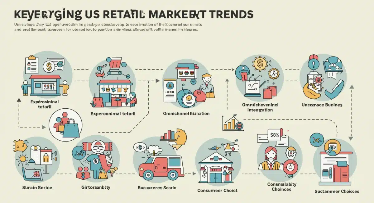 Infographic showing key emerging US retail market trends and consumer behavior shifts