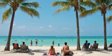 Vibrant beach scene with people enjoying Spring Break in the US